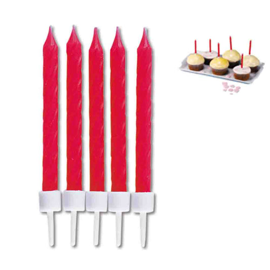 Rote Kerzen 10 Stück mit Halter