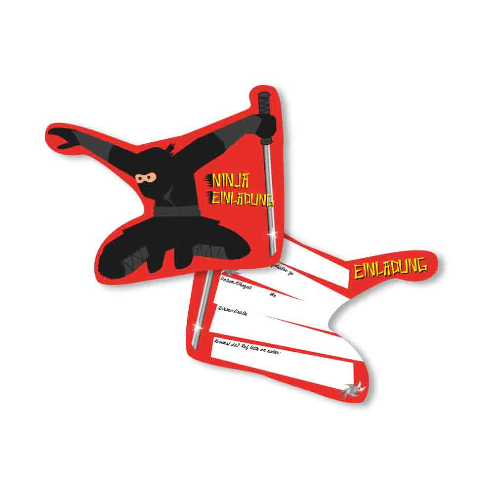 Ninja Kämpfer Einladungen 6St.