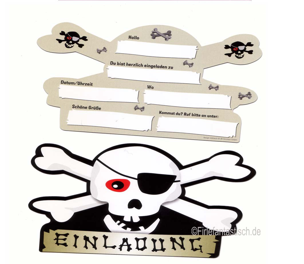 Totenkopf-Einladungen 6St.