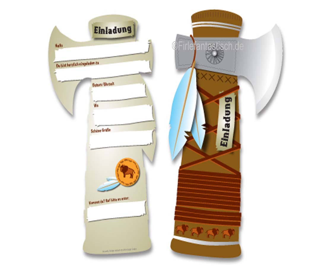 Einladungen Tomahawk 6St.