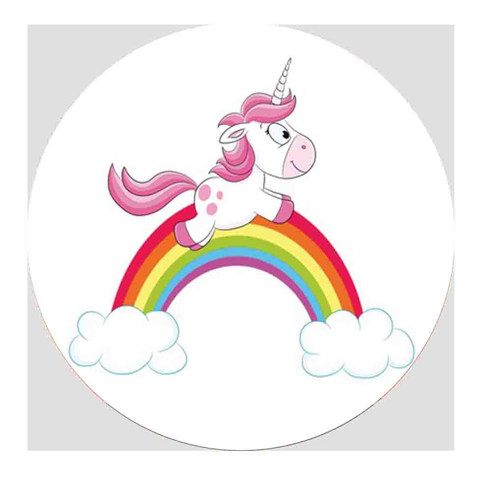 Essbare Muffinaufleger Einhorn auf dem Regenbogen 12St.