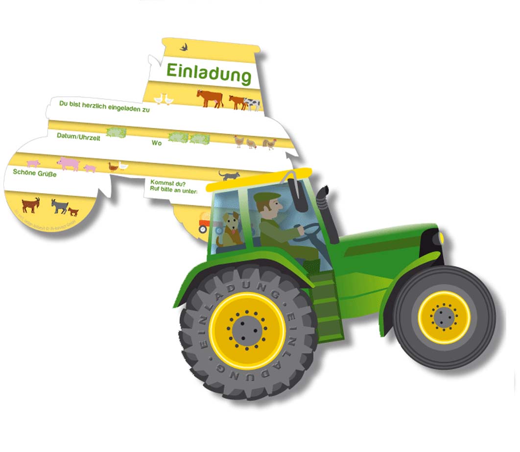 Traktor-Einladungen 6St.
