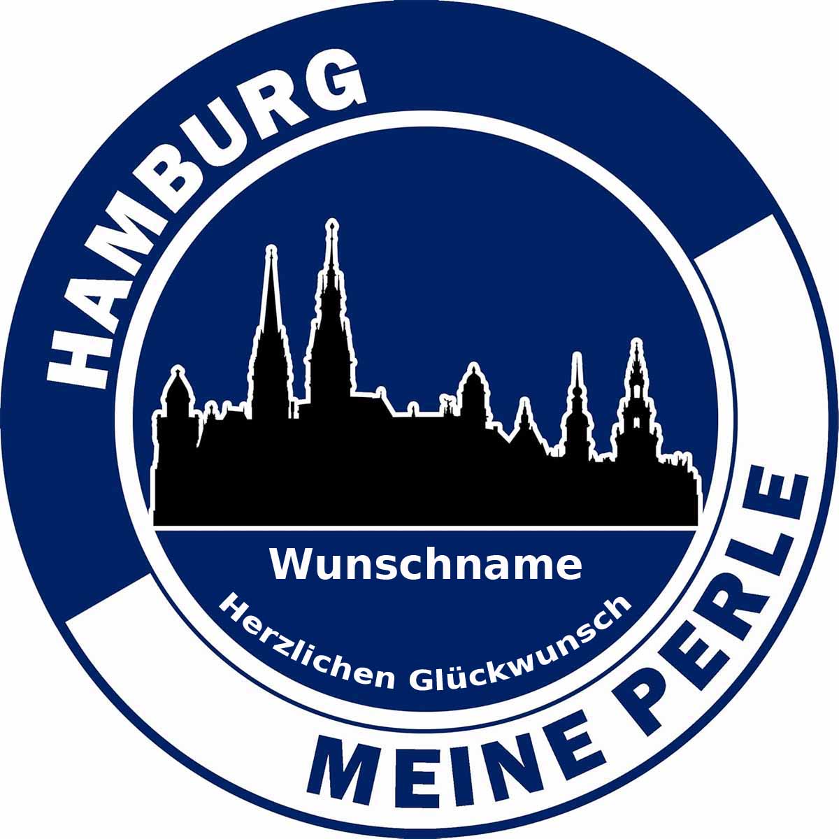 Essbarer Tortenaufleger Hamburg "Meine Perle" mit WUNSCHTEXT