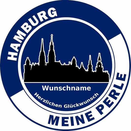 Essbarer Tortenaufleger Hamburg "Meine Perle" mit WUNSCHTEXT