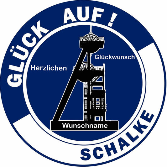 Essbarer Tortenaufleger " Schalke Glück auf! " mit WUNSCHTEXT