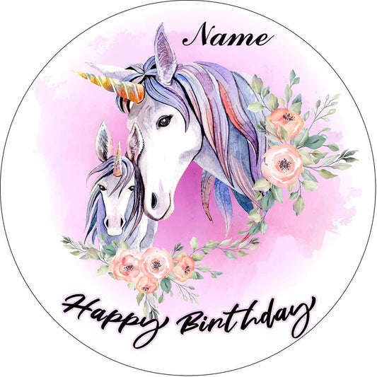 Essbarer Tortenaufleger Einhorn mit WUNSCHTEXT