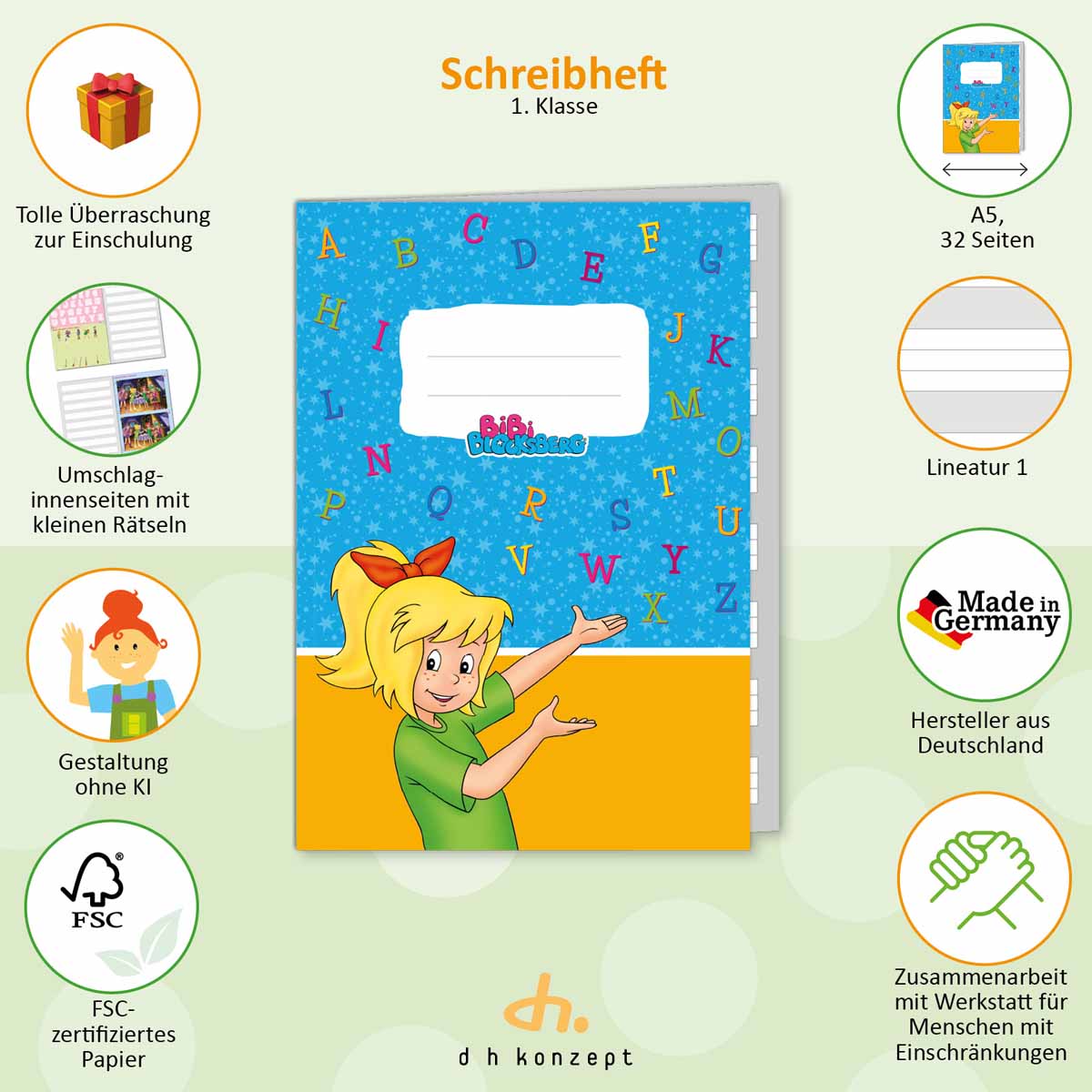 Schreibheft BIBI BLOCKSBERG für die Schule