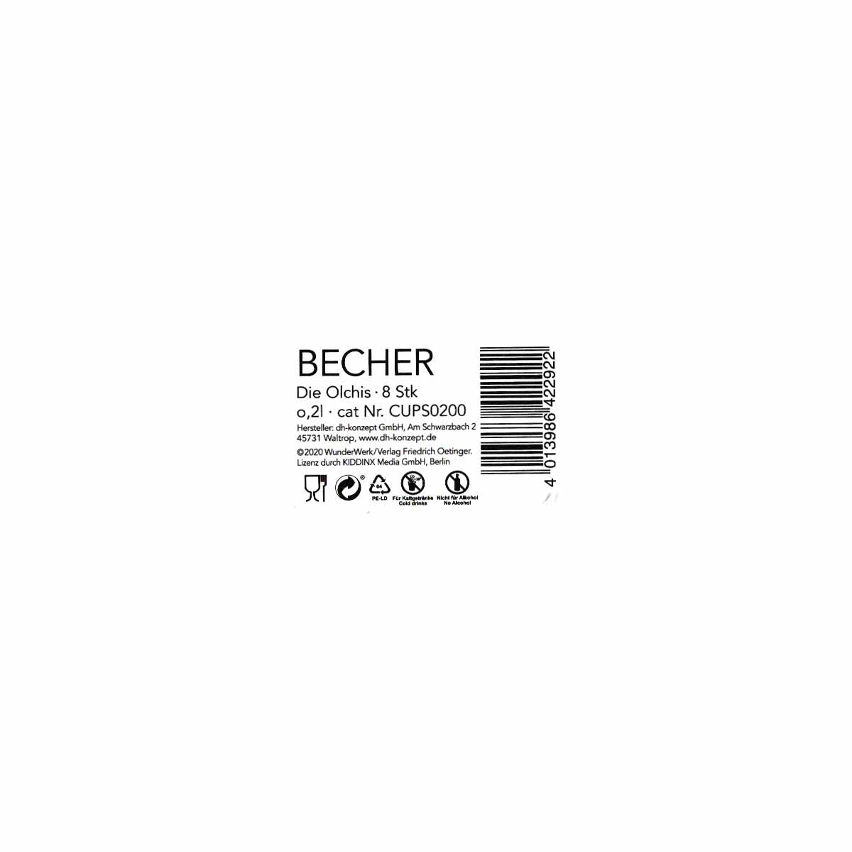Olchis-Becher 8 Stück Auslaufmotiv