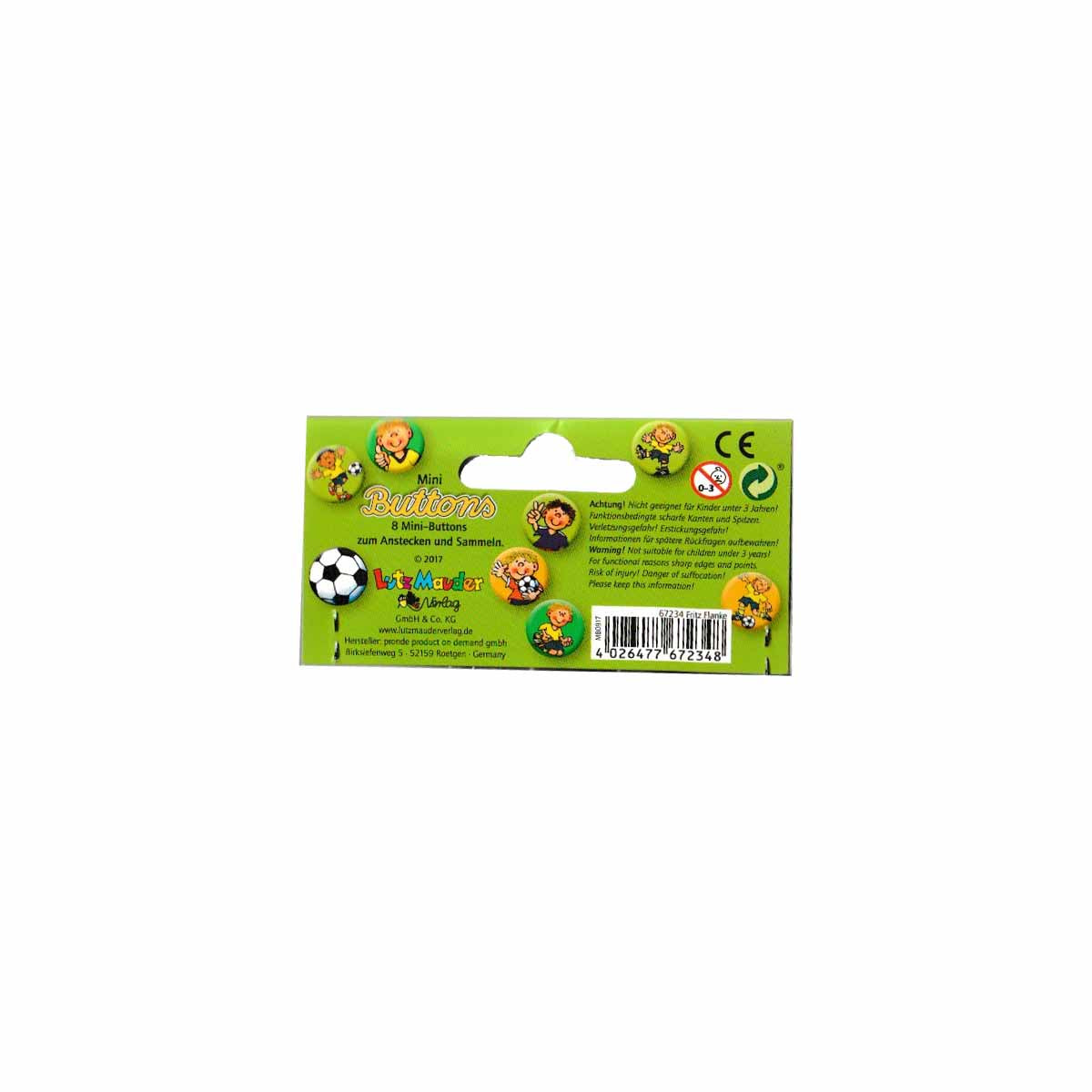 Mini-Buttons Fußball 8 Stück