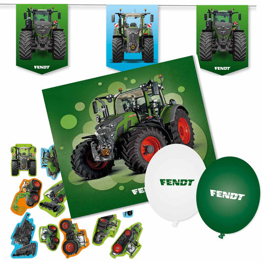 Fendt Dekoset Servietten, Wimpelkette, Konfetti und Ballons