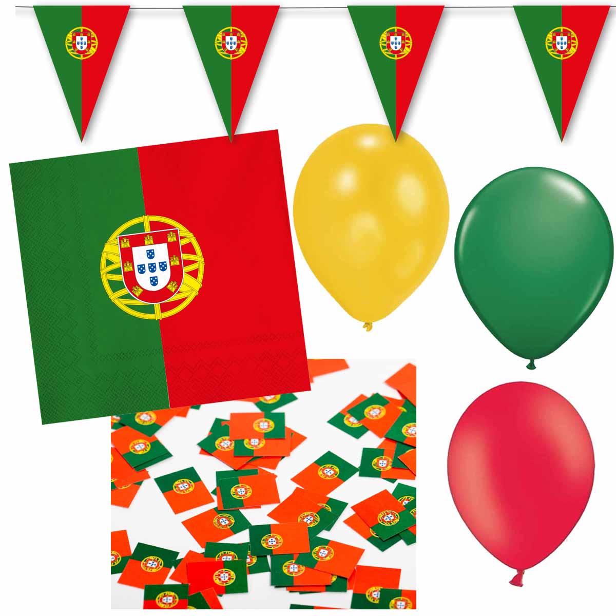 Dekoset Portugal Servietten, Wimpelkette, Konfetti und Ballons