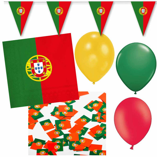 Dekoset Portugal Servietten, Wimpelkette, Konfetti und Ballons