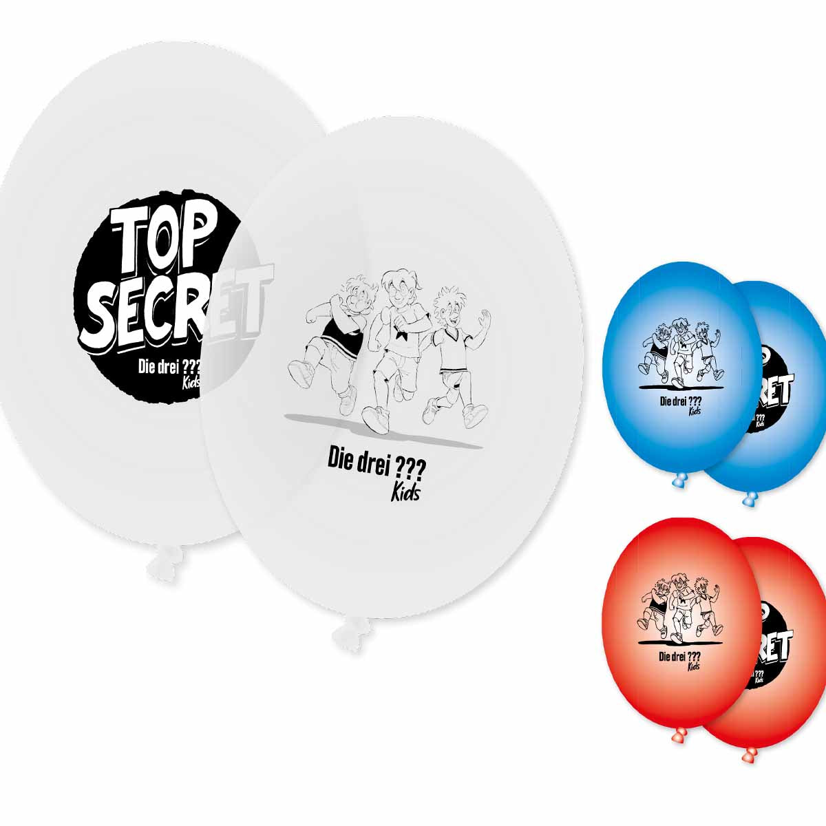 Partyset Die Drei ??? Kids für 10 Kinder mit Fingerabdruck-Sticker