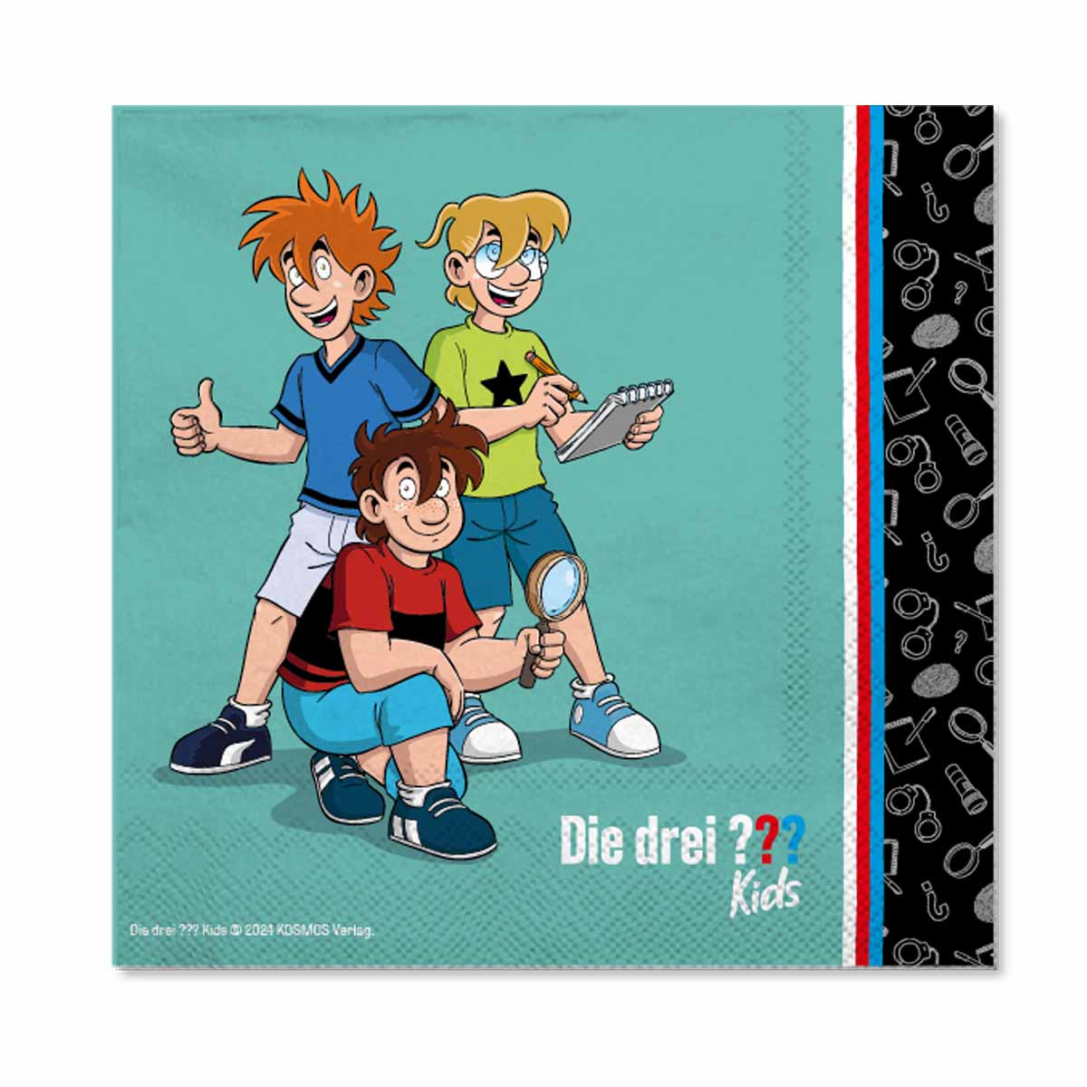 Partyset Die Drei ??? Kids für 10 Kinder mit Fingerabdruck-Sticker