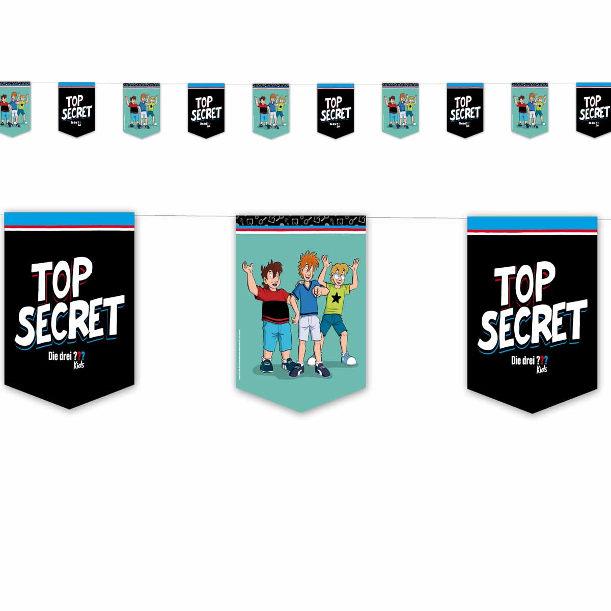 Partyset Die Drei ??? Kids für 10 Kinder mit Fingerabdruck-Sticker