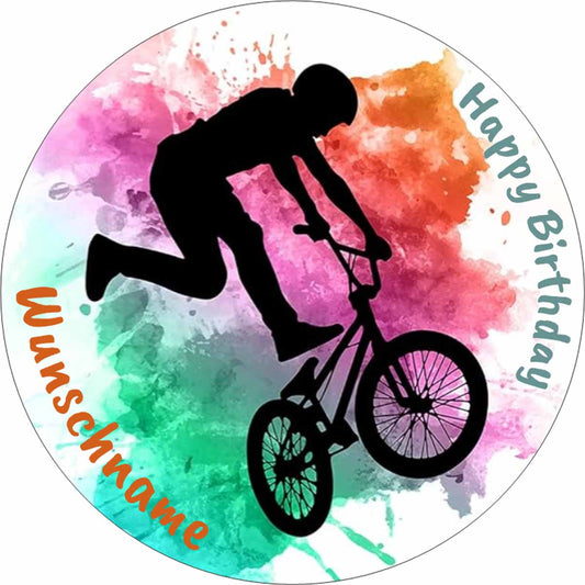 Essbarer Tortenaufleger " BMX" "Mountainbiker" mit WUNSCHTEXT