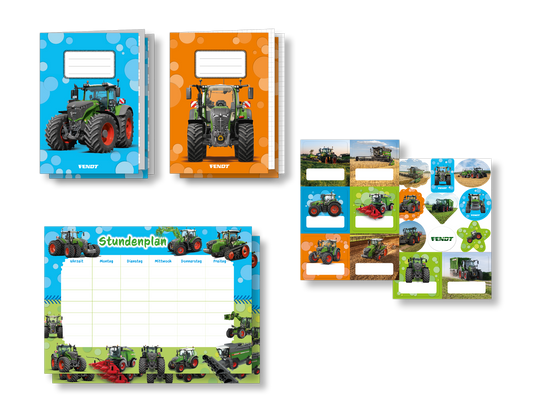 8-tlg. Schul-Set Traktor Fendt für Schule und Schulanfang