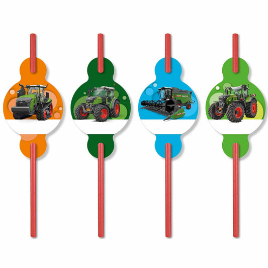 Traktor Fendt Trinkhalme aus Papier 8 Stück