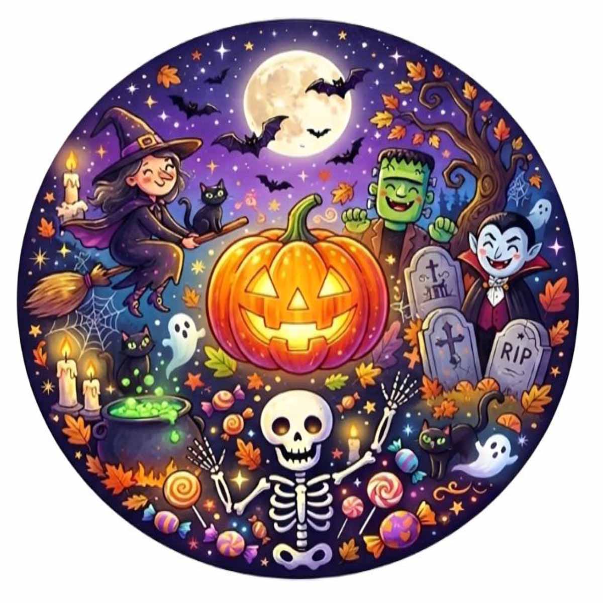 Essbarer Tortenaufleger Halloweentreiben Oblaten- oder Zuckerpapier