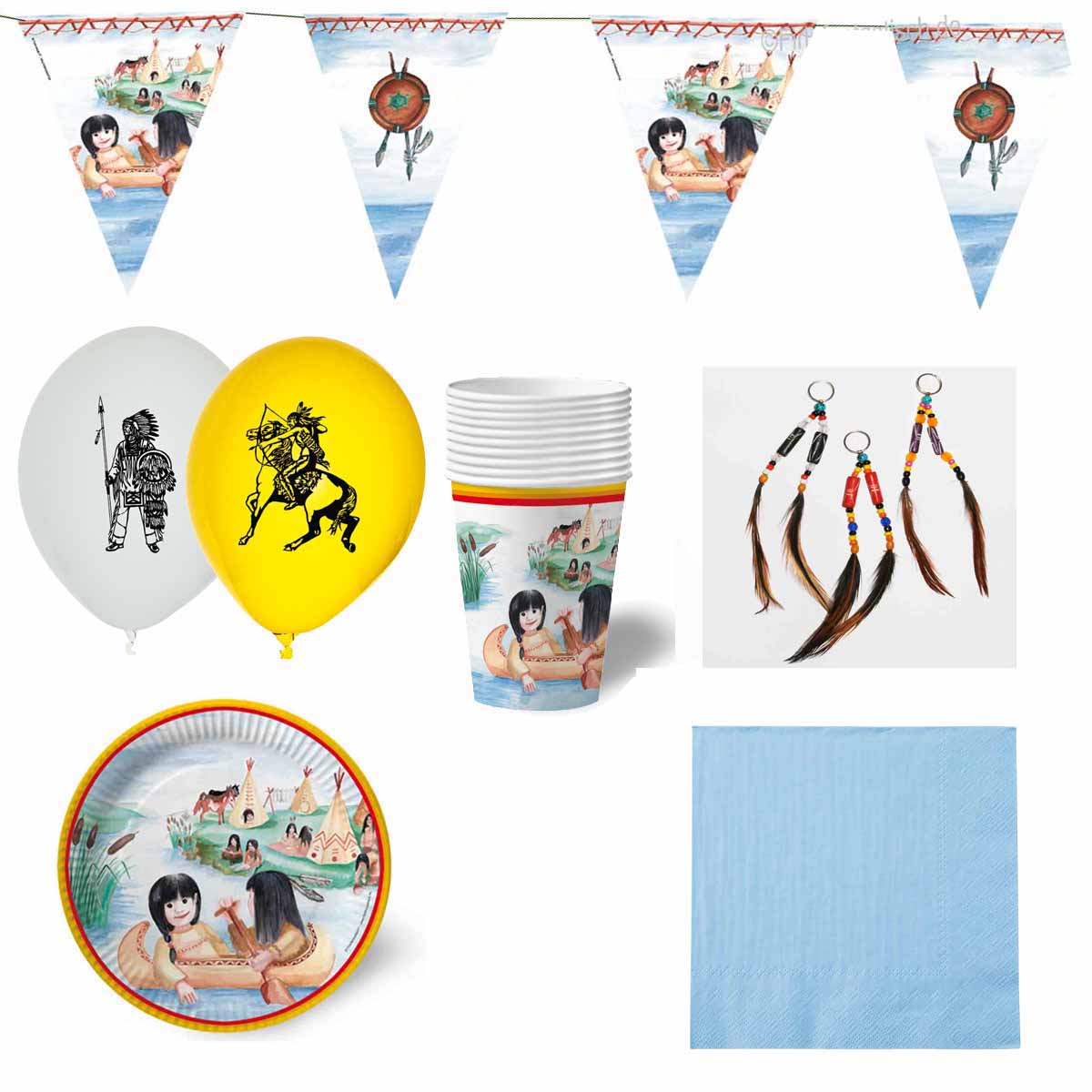 Indianer-Partyset für 8 Kinder