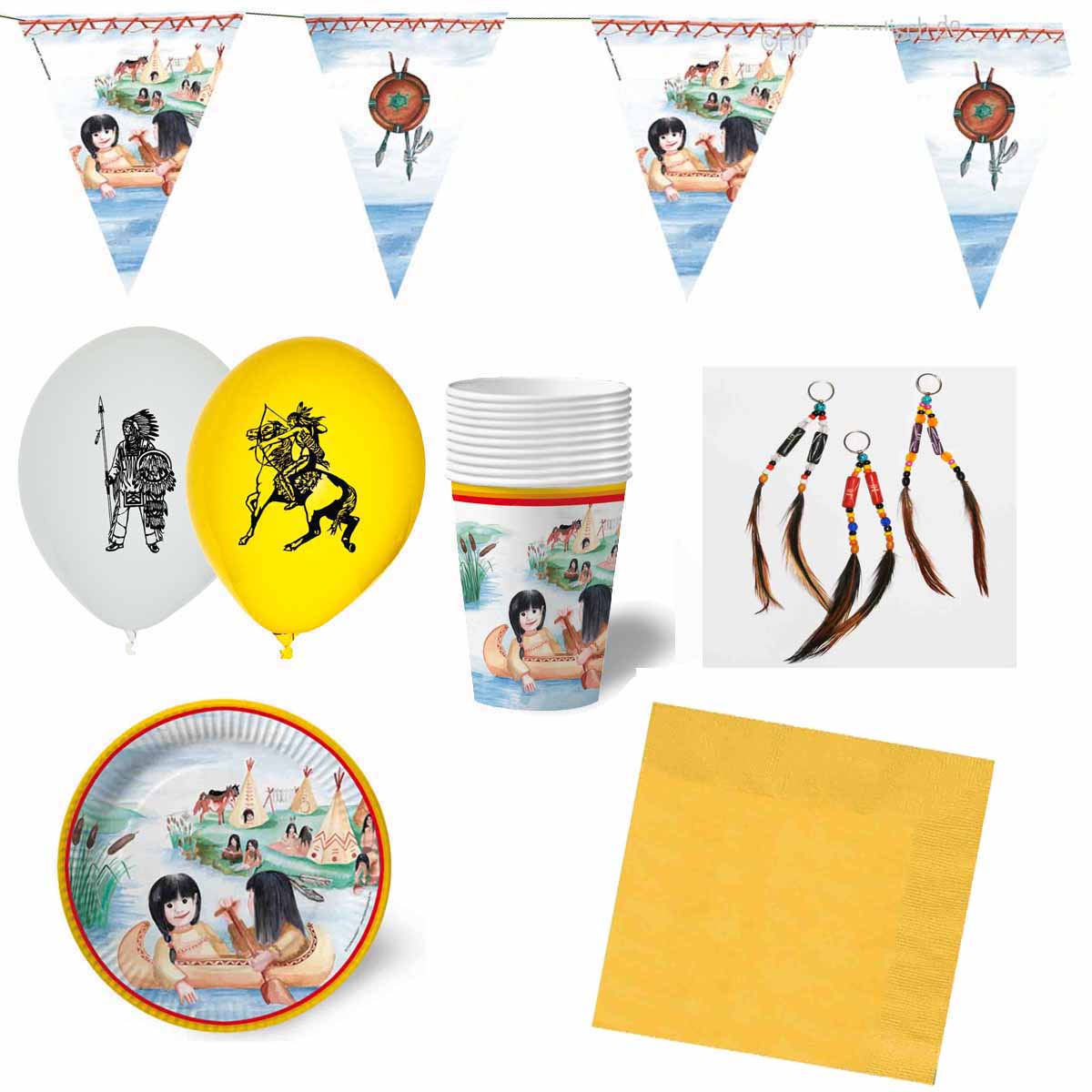 Indianer-Partyset für 8 Kinder