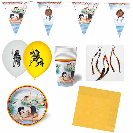 Indianer-Partyset für 8 Kinder