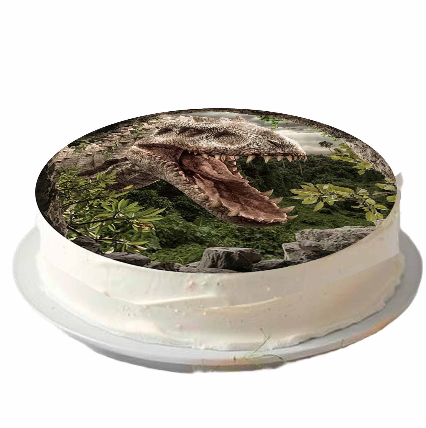 Essbarer Tortenaufleger Dinosaurier in Höhle Oblaten- oder Zuckerpapier