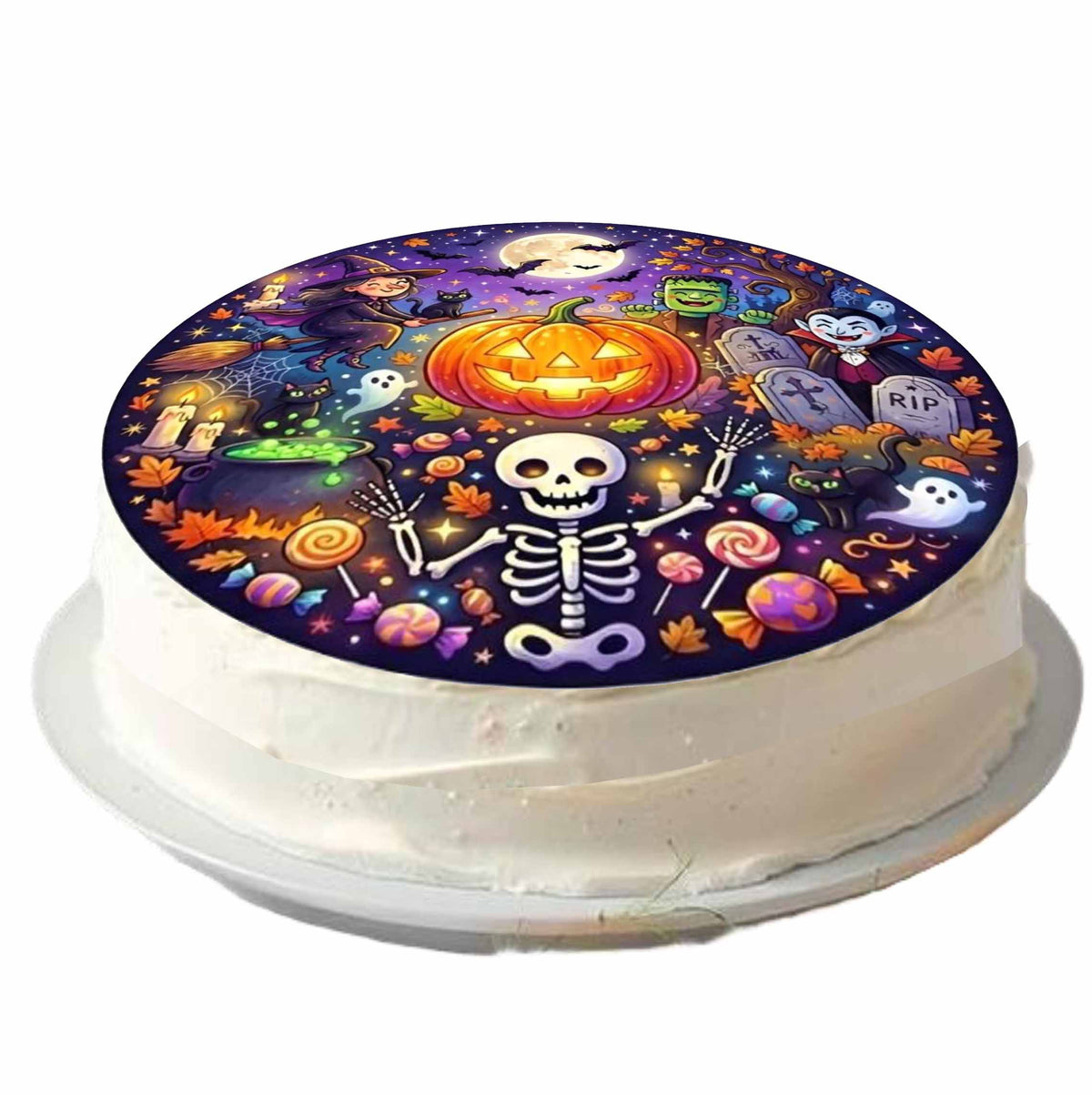 Essbarer Tortenaufleger Halloweentreiben Oblaten- oder Zuckerpapier