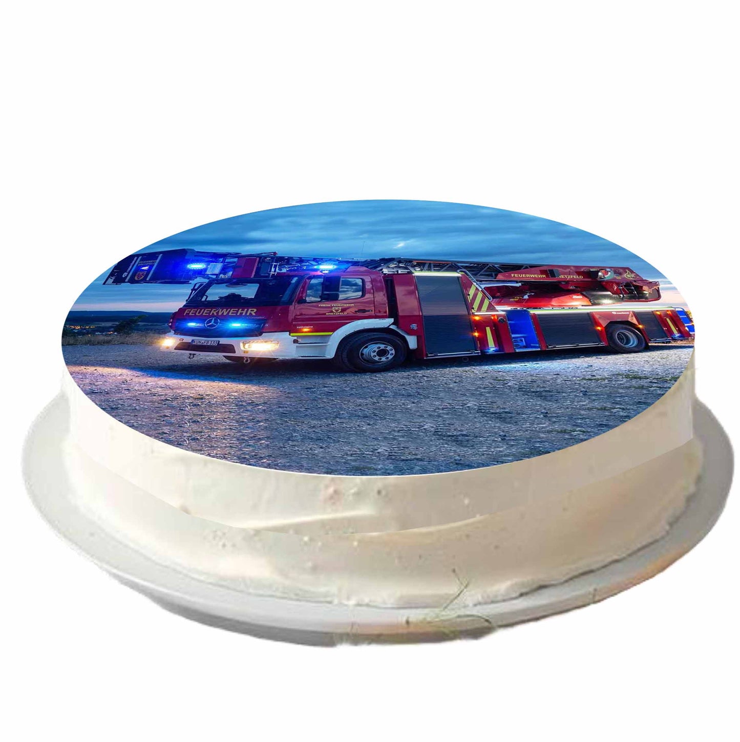 Essbarer Tortenaufleger Feuerwehr-Truck Oblaten- oder Zuckerpapier