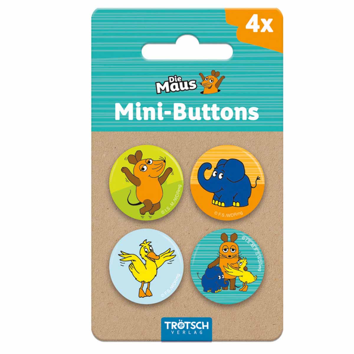 Mini-Buttons Die Maus 4St. Kindergeburtstag Mitgebsel Maus ...