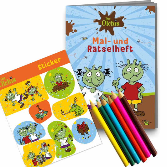Olchis Mitgebselset Rätselheft + Sticker + Buntstifte