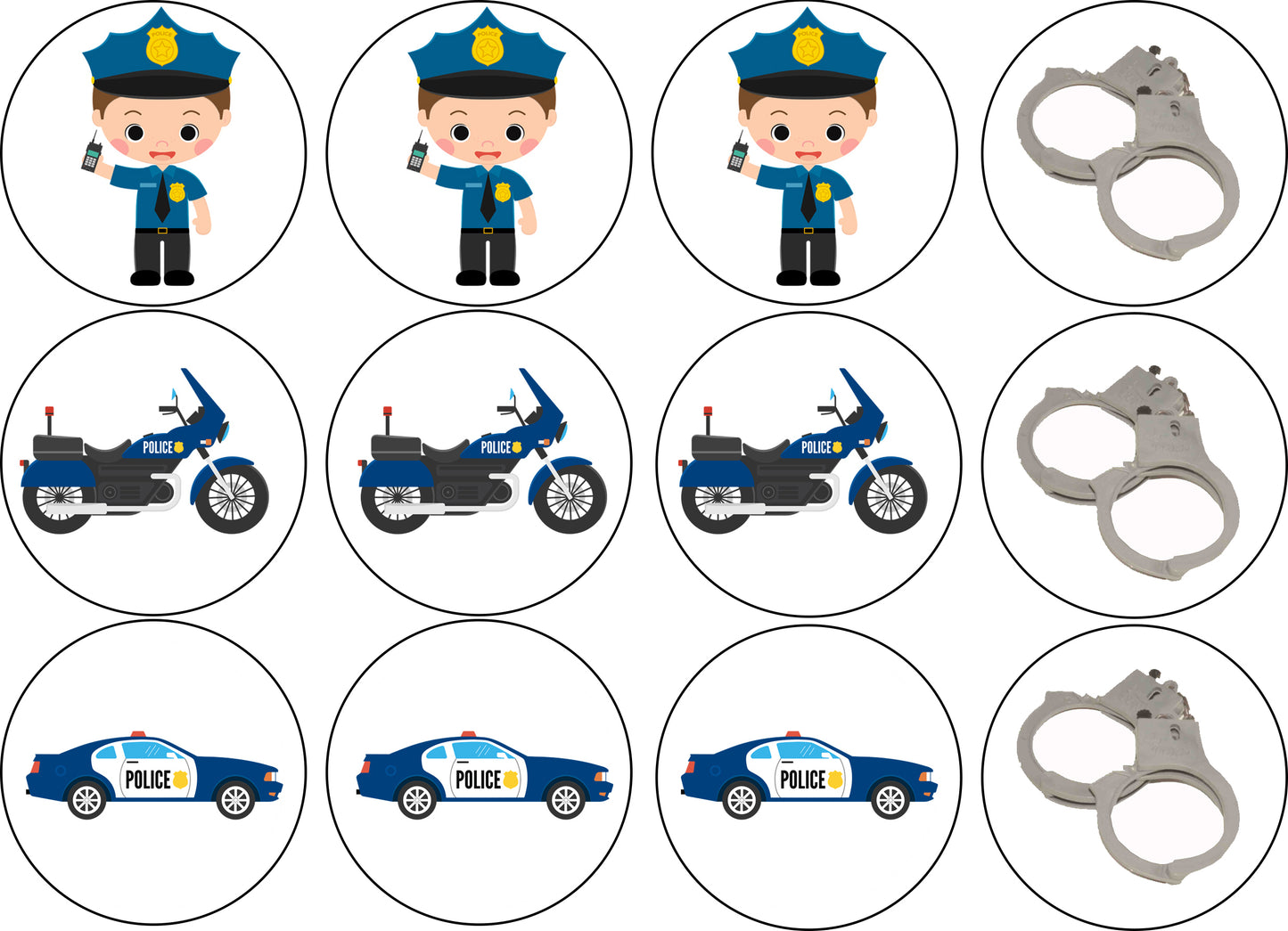Essbare Muffinaufleger Polizei 12 Stück