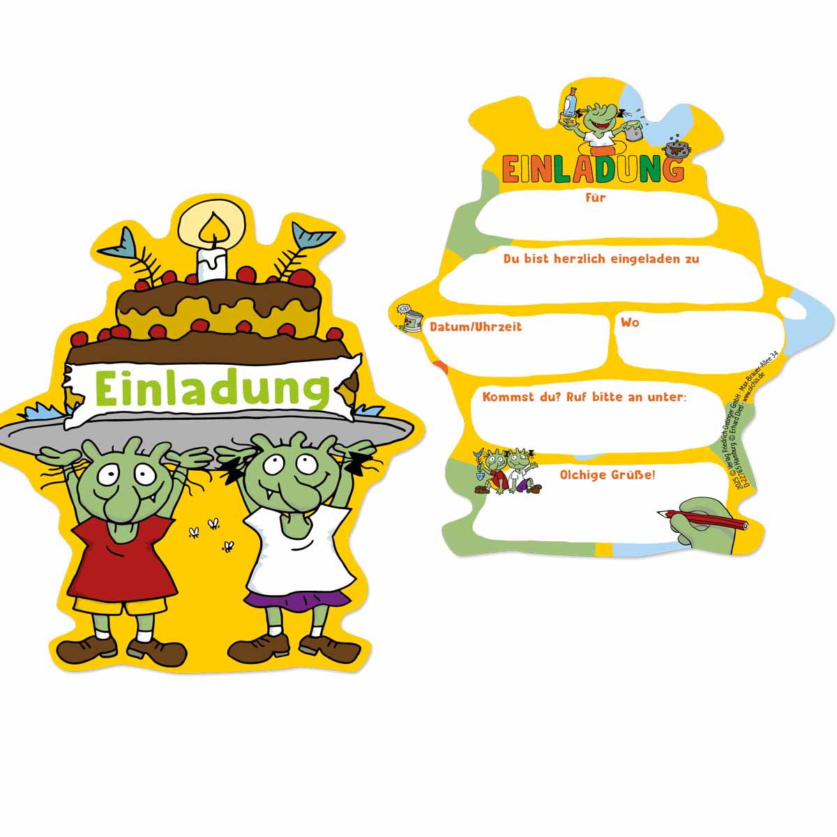 Olchis-Einladungen 8 Stück