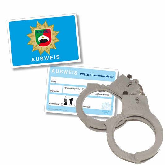 Polizei Ausweis-Set je 6 Dienstausweise und 6 Handschellen