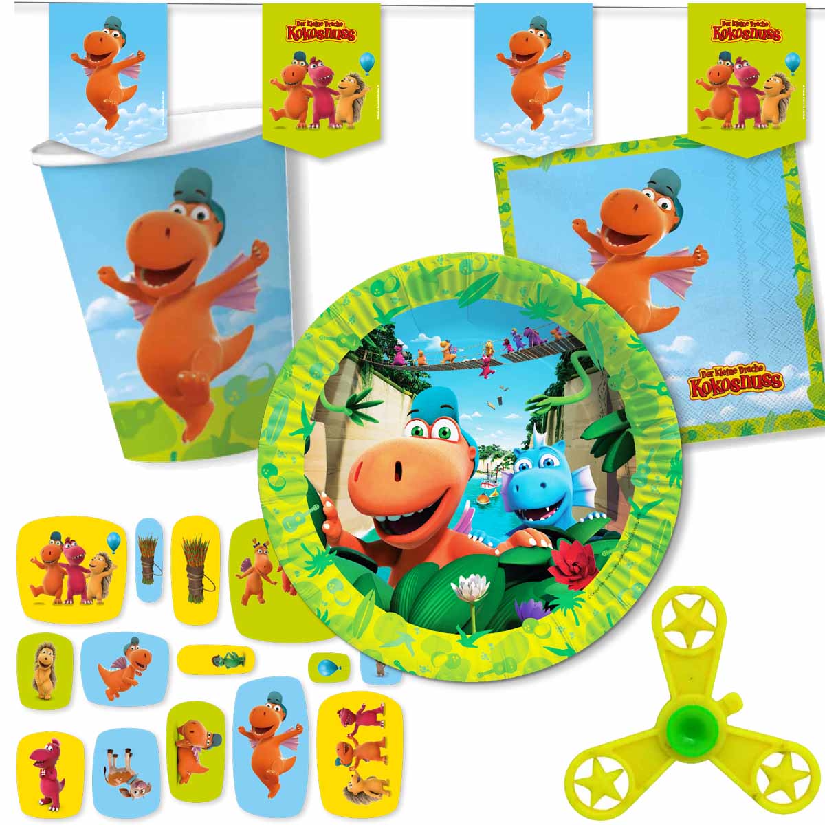 Drache Kokosnuss Partyset mit Mitgebsel