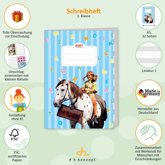 Schreibheft PIPPI LANGSTRUMPF für die Schule