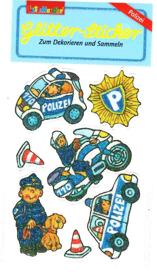 Glitter-Sticker Polizei