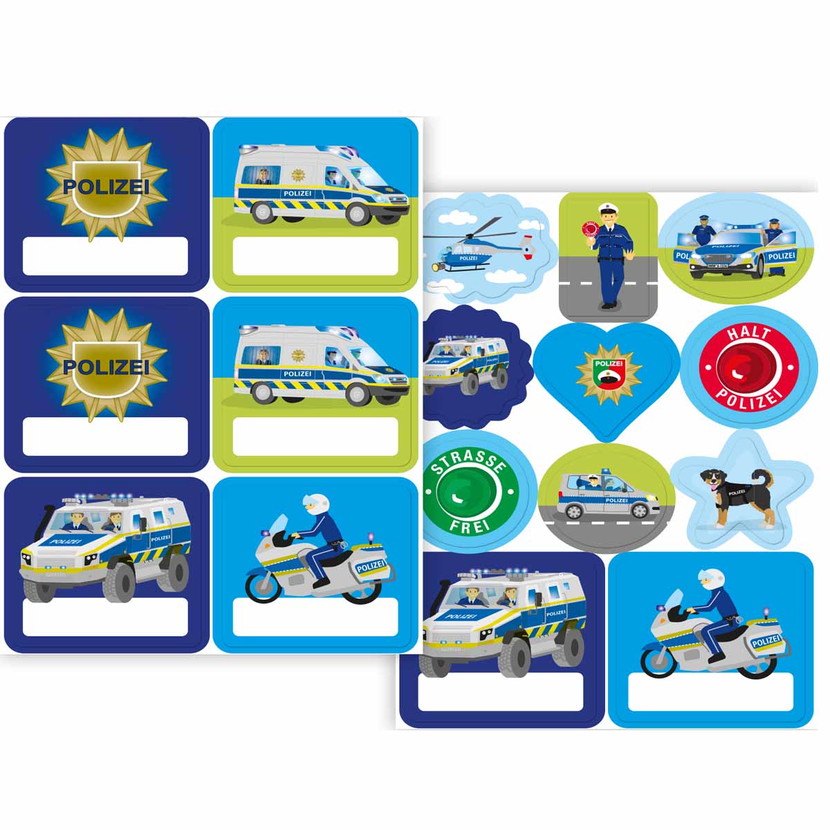 2 Bögen Aufkleber-Set * POLIZEI * für Schule