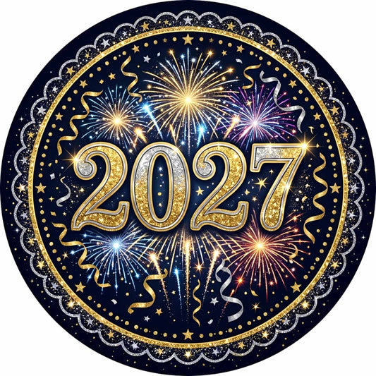 Essbarer Tortenaufleger Silvester "2027" Oblaten- oder Zuckerpapier