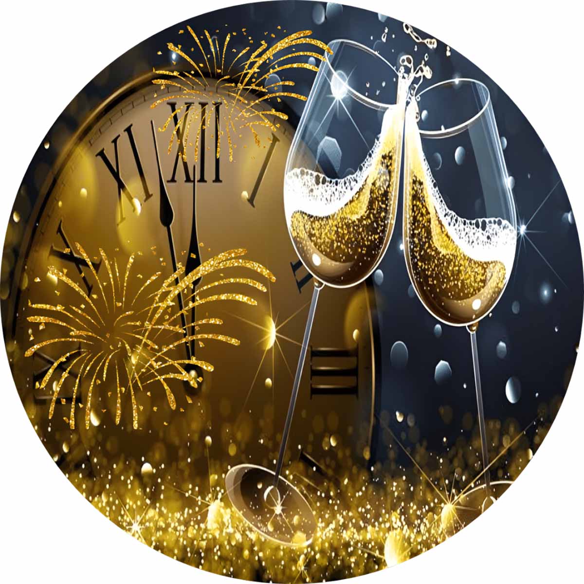 Essbarer Tortenaufleger Silvester "Sektgläser" Oblaten- oder Zuckerpapier