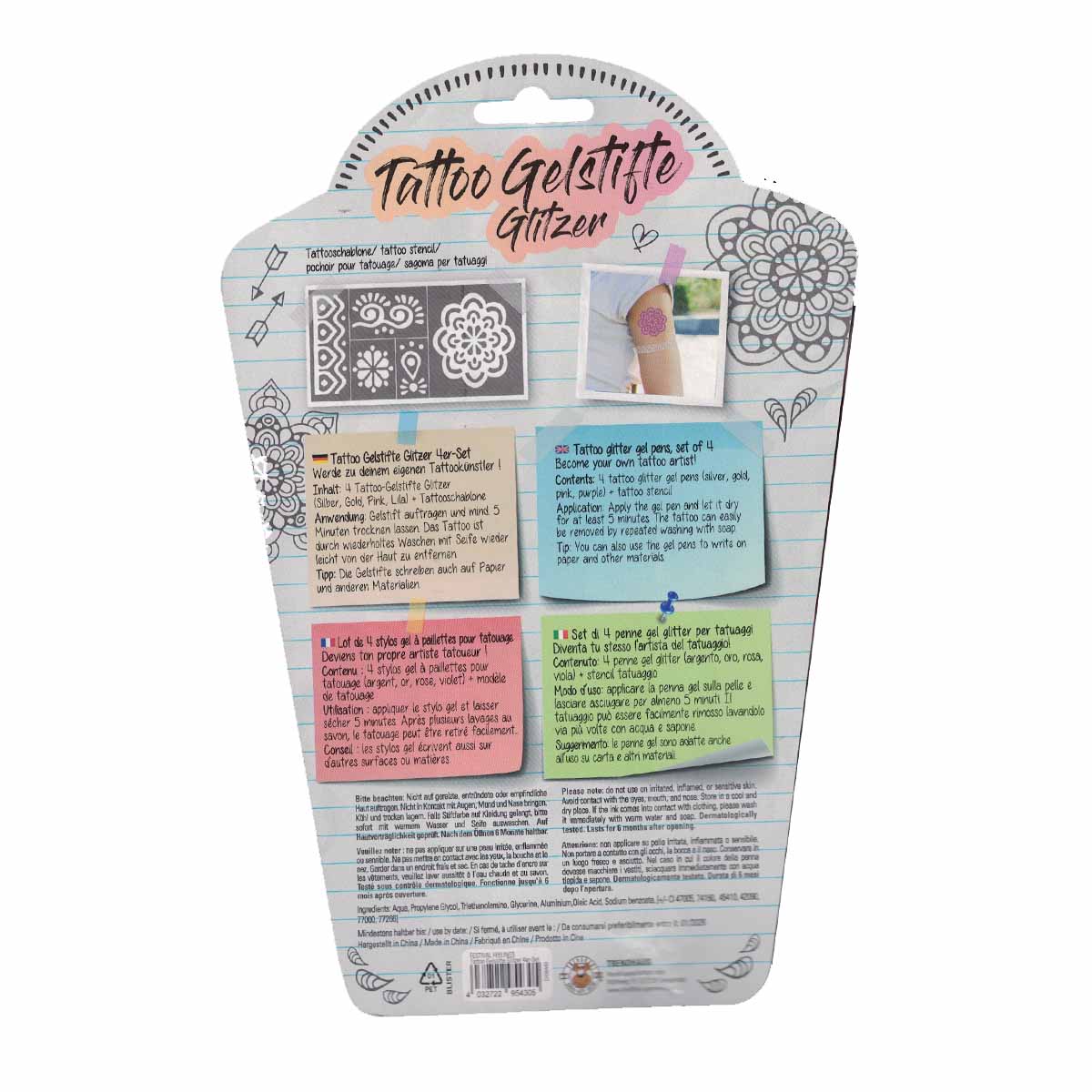Glitzer-Gel-Stifte für Tattoos 4St.