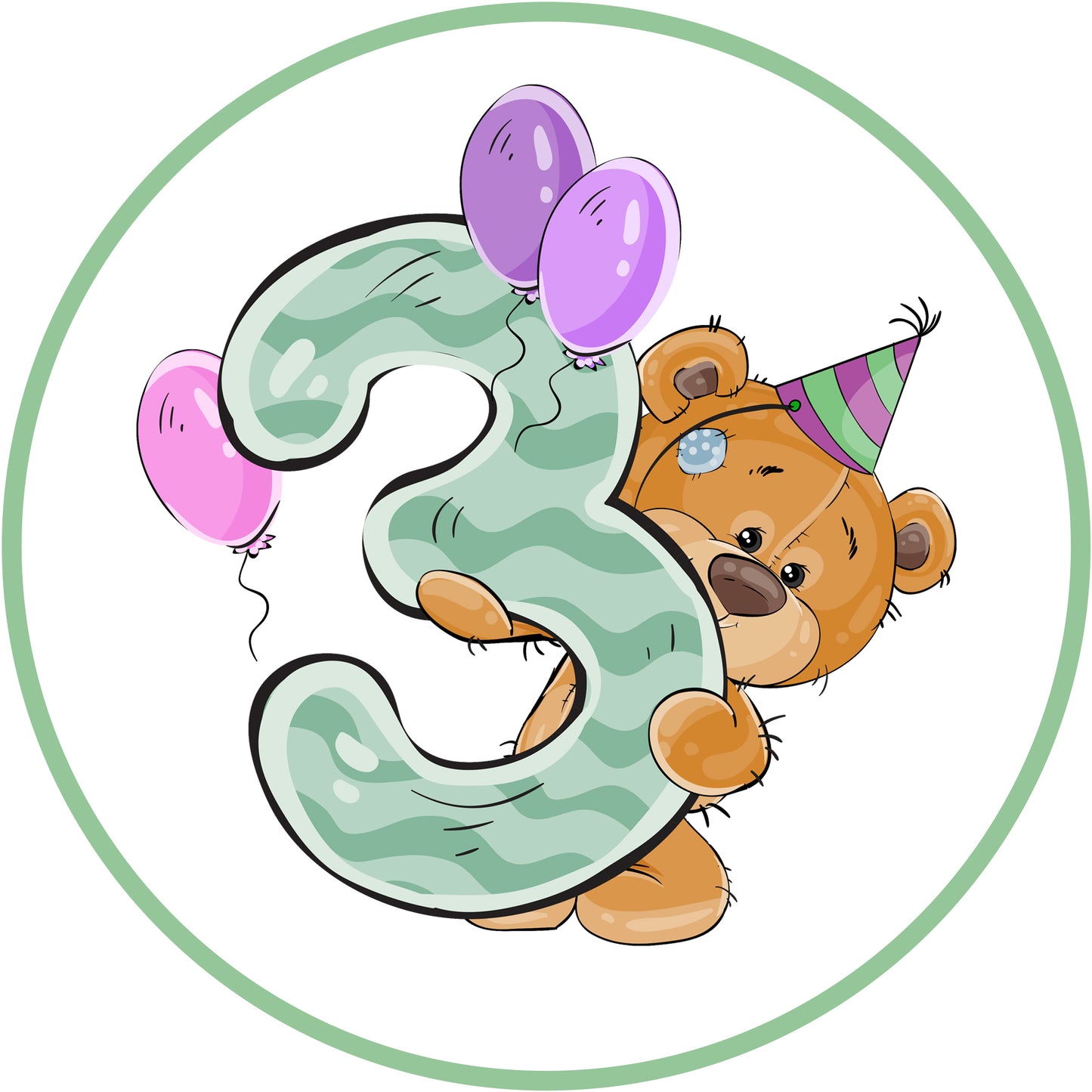 Essbarer Tortenaufleger 3. Geburtstag