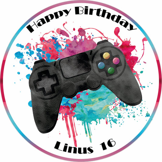 Essbarer Tortenaufleger Gamer-Controller mit WUNSCHTEXT