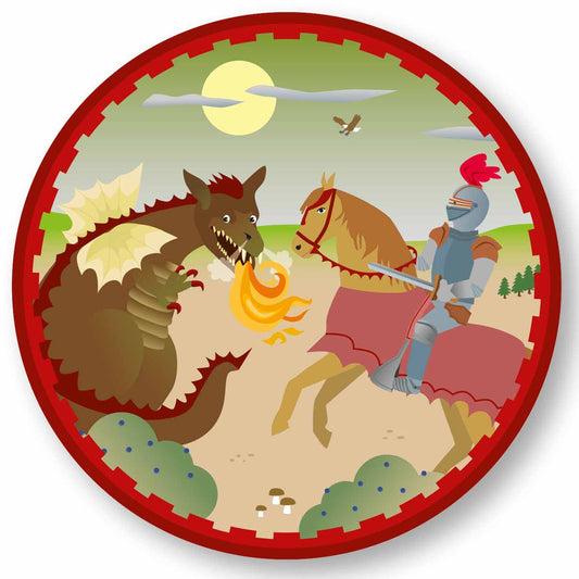Essbarer Tortenaufleger Ritter mit feuerspeiendem Drache