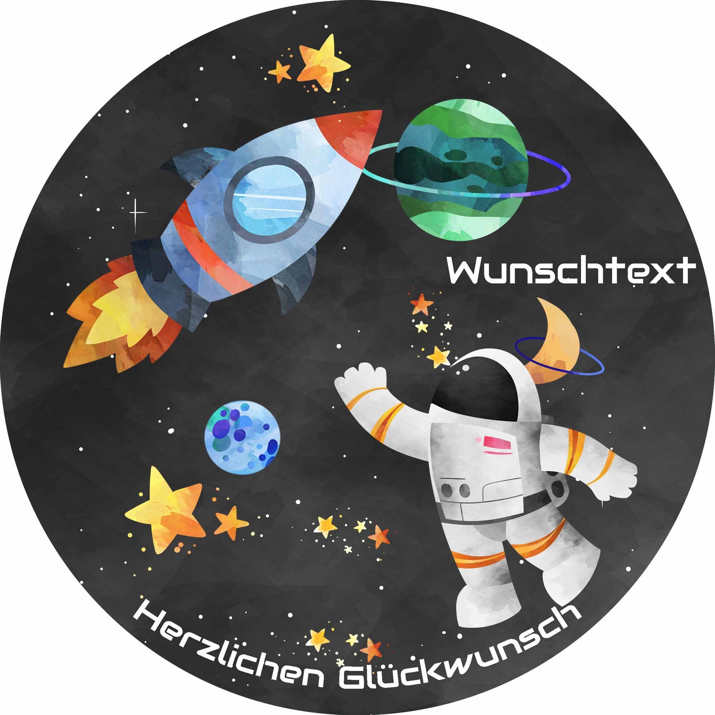 Essbarer Tortenaufleger Astronaut mit WUNSCHTEXT