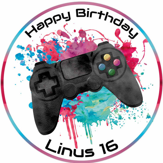 Essbarer Tortenaufleger Gamer-Controller mit WUNSCHTEXT