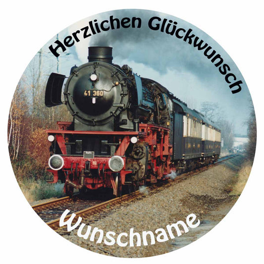 Essbarer Tortenaufleger *LOKOMOTIVE* Dampflok personalisiert mit WUNSCHTEXT