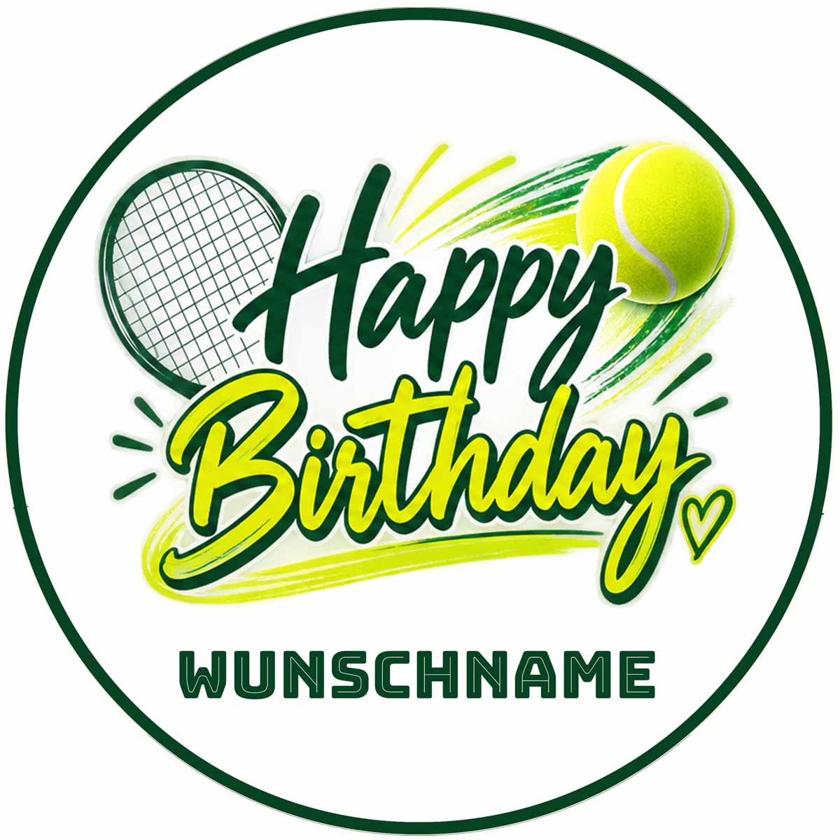 Essbarer Tortenaufleger TENNIS mit WUNSCHTEXT