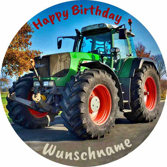 Essbarer Tortenaufleger " Traktor" mit WUNSCHTEXT