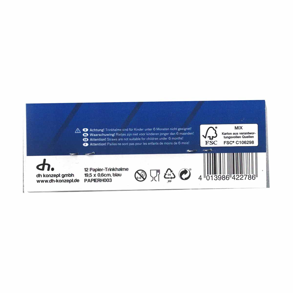 Papiertrinkhalme Blau 12 Stück